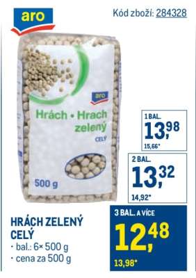 Hrách zelený celý