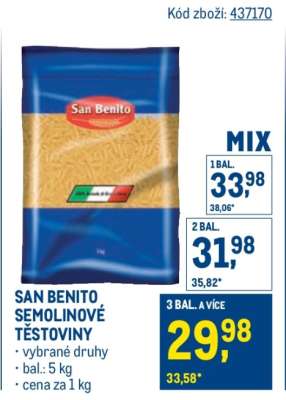 SAN BENITO SEMOLINOVÉ TĚSTOVINY