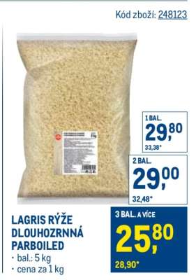 LAGRIS RÝŽE DLOUHOZRNNÁ PARBOILED