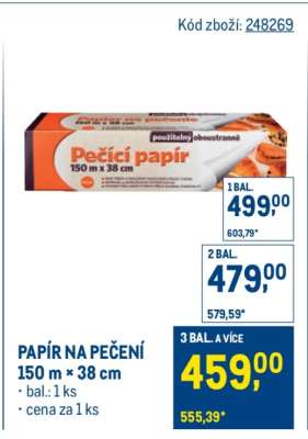 Papír na pečení 150 m × 38 cm
