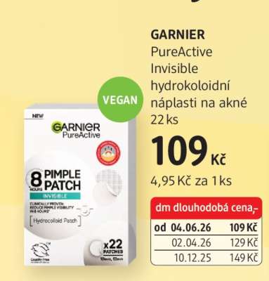 GARNIER PureActive Invisible hydrokoloidní náplasti na akné 22 ks