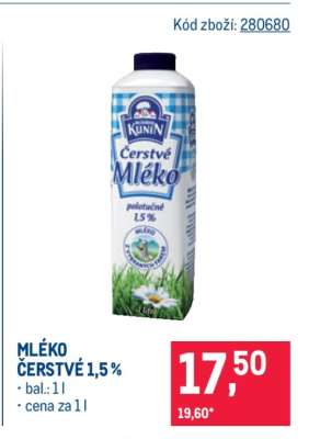 Mléko čerstvé 1,5 %