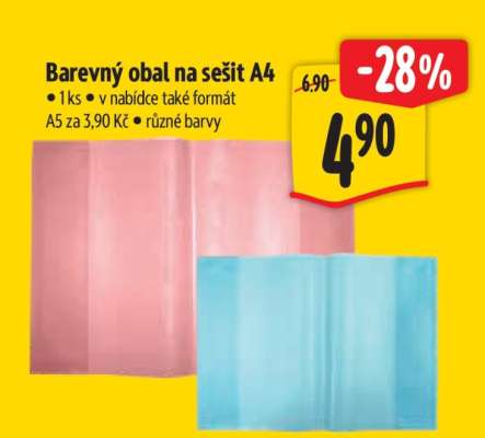 Barevný obal na sešit A4