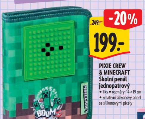 PIXIE CREW & MINECRAFT Školní penál jednopatrový
