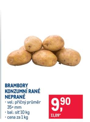 Brambory konzumní rané neprané