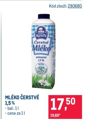 Mléko čerstvé 1,5 %