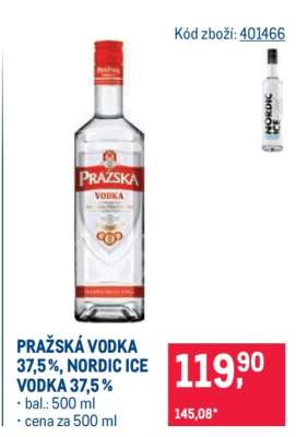 PRAŽSKÁ VODKA 37,5 %, NORDIC ICE VODKA 37,5 %