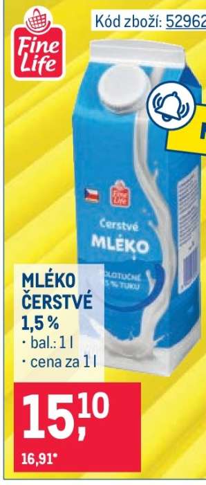Mléko čerstvé 1,5 %