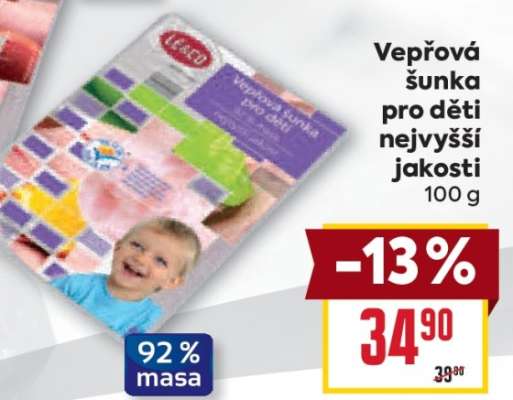 Vepřová šunka pro děti nejvyšší jakosti