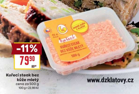 Kuřecí steak bez kůže mletý