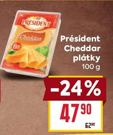 Président Cheddar plátky