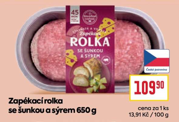 Zapékací rolka se šunkou a sýrem 650 g