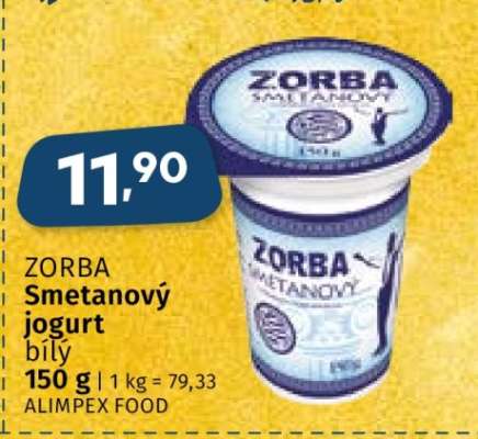 Zorba SMETANOVÝ JOGURT BÍLÝ