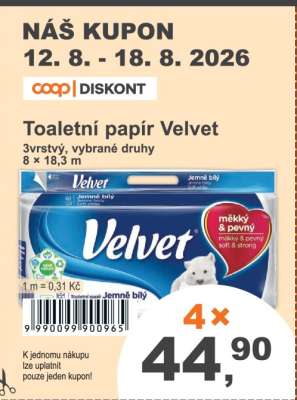 TOALETNÍ PAPÍR VELVET*