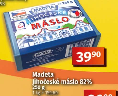 Madeta Jihočeské máslo 82%