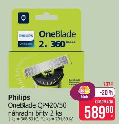 Philips OneBlade QP420/50 náhradní břity 2 ks