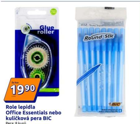 Role lepidla Office Essentials nebo kuličková pera BIC