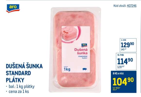 DUŠENÁ ŠUNKA STANDARD PLÁTKY