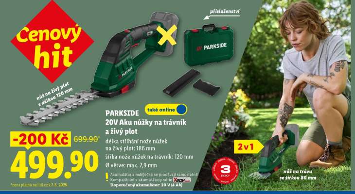 PARKSIDE 20V Aku nůžky na trávník a živý plot