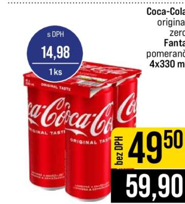 Coca-Cola original taste, Coca-Cola zero, Fanta pomeranč