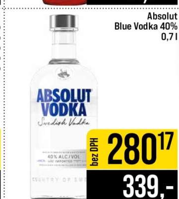 Absolut Blue Vodka 40% 0,7l