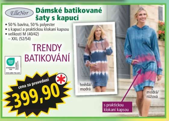 Dámské batikované šaty s kapucí