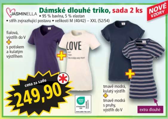 Dámské dlouhé triko, sada 2 ks