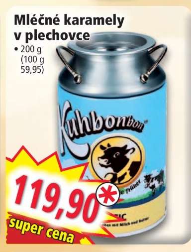 Mléčné karamely v plechovce