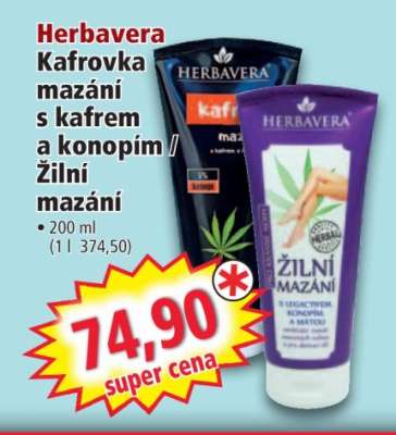 Herbavera Kafrovka mazání s kafrem a konopím / Žilní mazání
