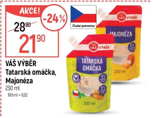 VÁŠ VÝBĚR Tatarská omáčka, Majonéza