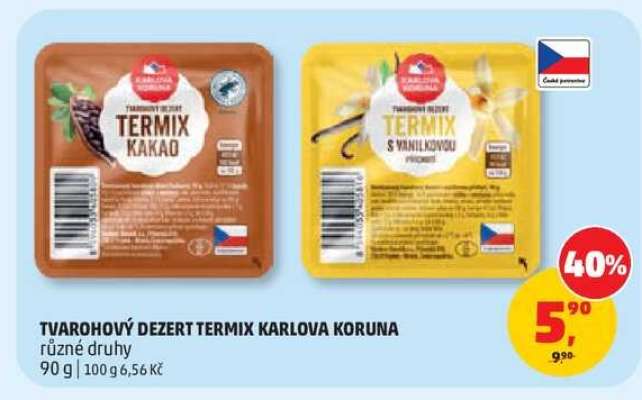 Tvarohový dezert Termix Karlova Koruna