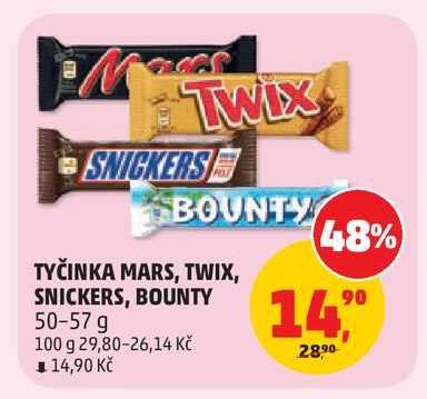 Tyčinka Mars, Twix, Snickers, Bounty