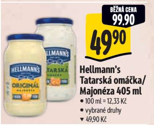 Hellmann’s tatarská omáčka, majonéza 405 ml