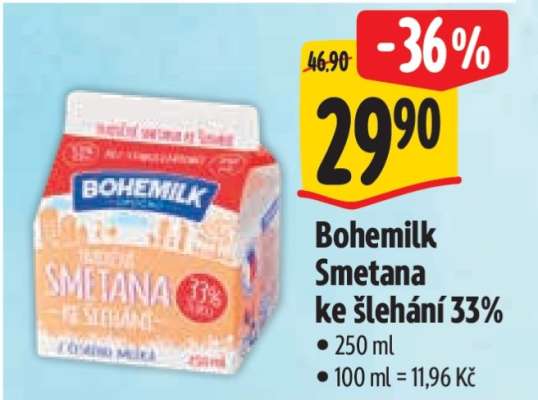 Bohemilk Smetana ke šlehání 33%