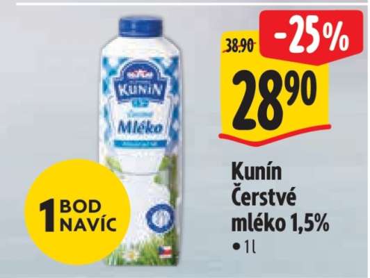 Kunín Čerstvé mléko 1,5%