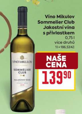 Víno Mikulov Sommelier Club jakostní vína s přívlastkem