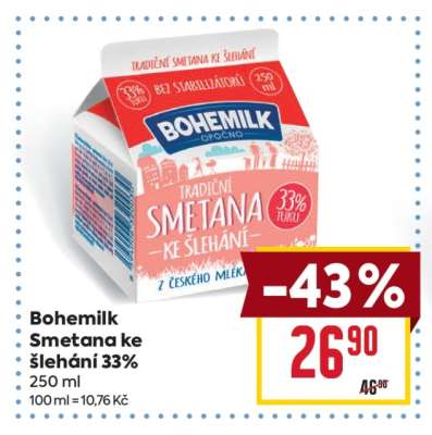 Bohemilk Smetana ke šlehání 33%