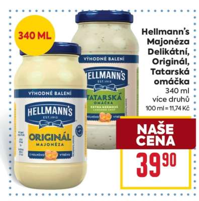 Hellmann’s Majonéza Delikátní, Originál, Tatarská omáčka