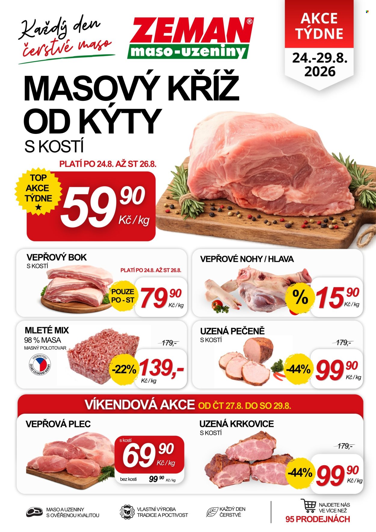 Leták ZEMAN maso-uzeniny - 24.8.2026 - 29.8.2026. Strana 1