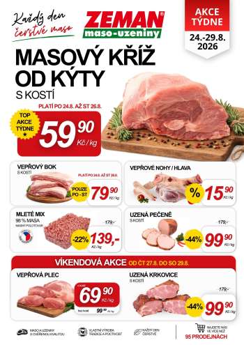 Leták ZEMAN maso-uzeniny - 24.8.2026 - 29.8.2026.