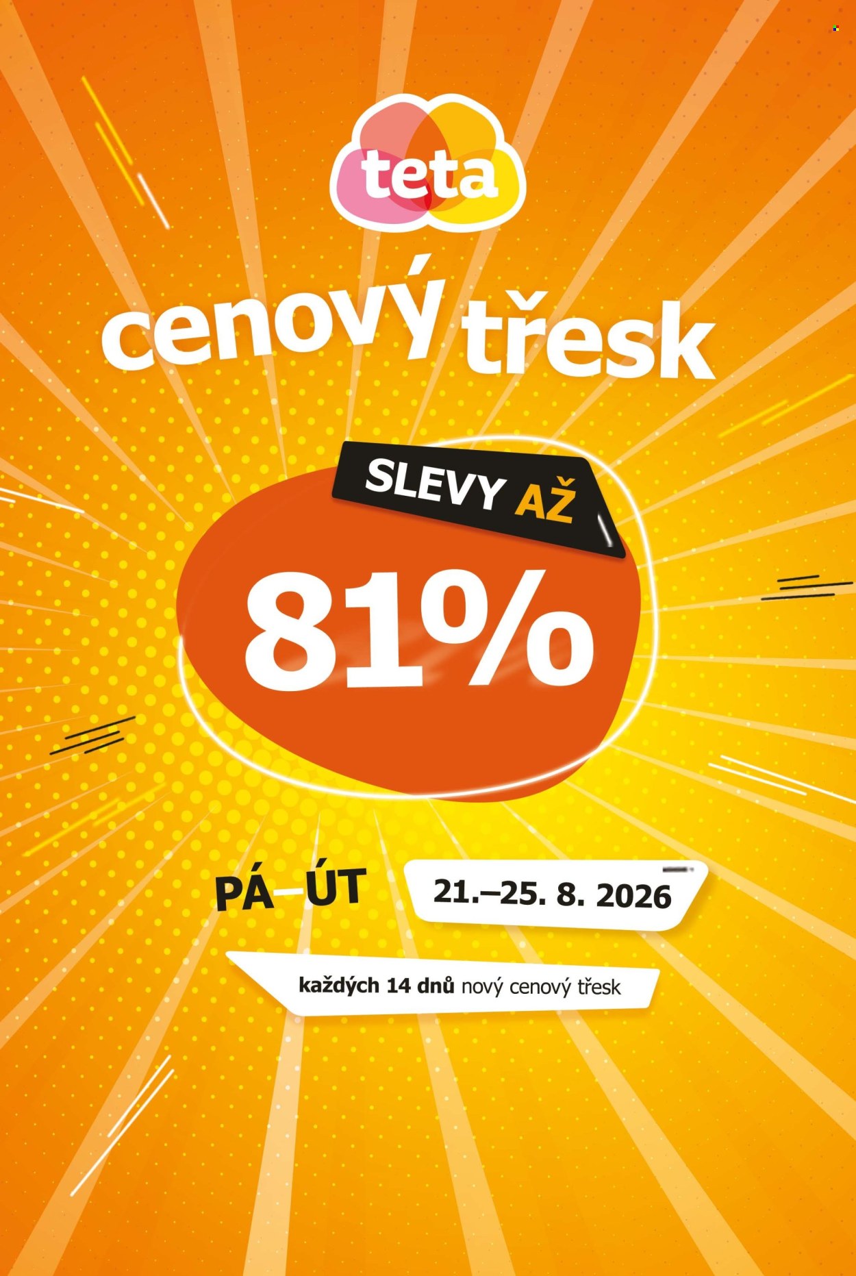 Leták Teta drogerie - 21.8.2026 - 25.8.2026. Strana 1