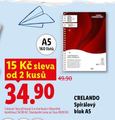 CRELANDO Spirálový blok A5