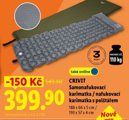 CRIVIT Samonafukovací karimatka / nafukovací karimatka s polštářem
