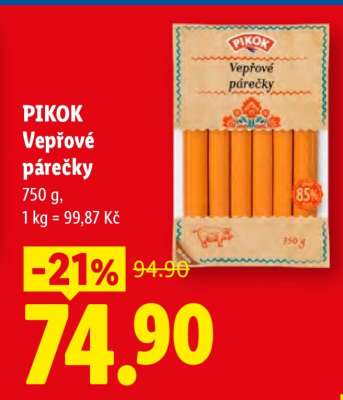 PIKOK VEPŘOVÉ PÁREČKY