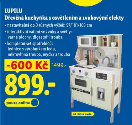 LUPILU Dřevěná kuchyňka s osvětlením a zvukovými efekty