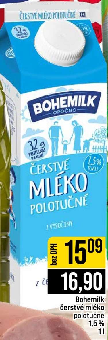 BOHEMILK ČERSTVÉ MLÉKO POLOTUČNÉ