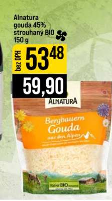 Alnatura gouda 45% strouhaný BIO 150 g