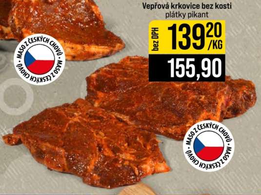 Vepřová krkovice bez kosti plátky pikant