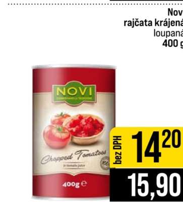Novi rajčata krájená loupaná