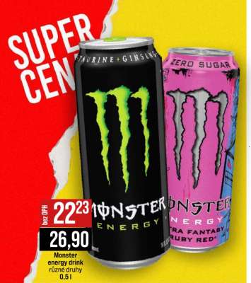 Monster energy drink různé druhy